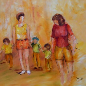 Painting titled "Promenade" by Bernadette Wijas, Original Artwork, Oil