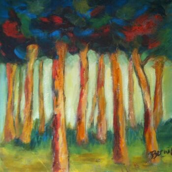 Painting titled "Arbres" by Bernadette Wijas, Original Artwork, Oil