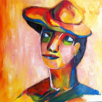 Pittura intitolato "Portrait" da Bernadette Wijas, Opera d'arte originale, Olio