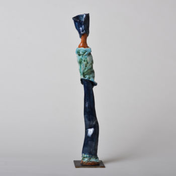 Sculpture titled "La grande bleue à l…" by Bernadette Dagens, Original Artwork, Ceramics
