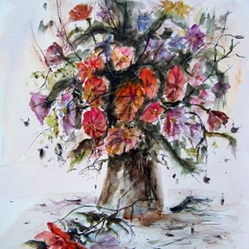 Картина под названием "bouquet fleuri" - Bernard, Подлинное произведение искусства