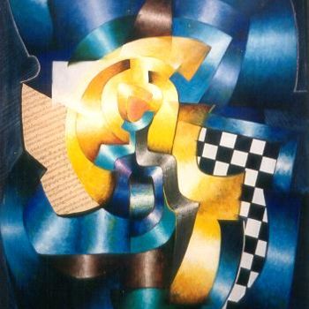 Painting titled "Sur un damier 1" by Bernard Alaux, Original Artwork