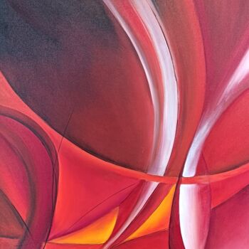 Картина под названием "Vagues rouges" - Bernard Amalric, Подлинное произведение искусства, Масло Установлен на Деревянная ра…