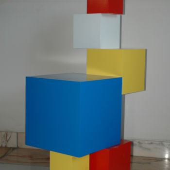 Rzeźba zatytułowany „Chaise cubes mondri…” autorstwa Bernard Baltassat, Oryginalna praca, Drewno
