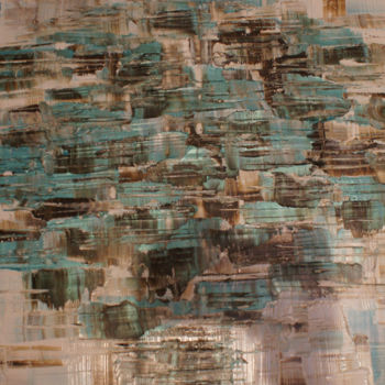 Pintura titulada "blanc turquoise" por Bb, Obra de arte original