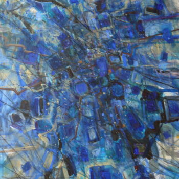 Painting titled "pierres bleues" by Bernard Chatel, Original Artwork, Acrylic Mounted on Wood Stretcher frame