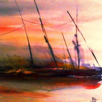 Pintura titulada "la-mer-en-couleur-3…" por Bernard Courtalon (courtaloni), Obra de arte original, Acuarela