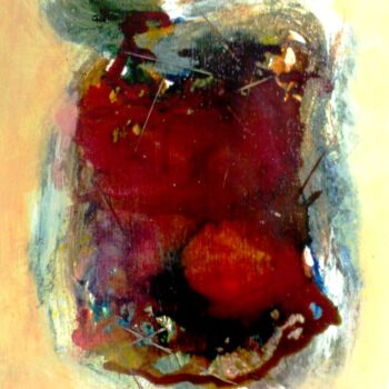 Pintura intitulada "eclat-de-rouge-46x3…" por Bernard Courtalon (courtaloni), Obras de arte originais, Tinta