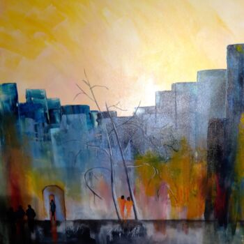 Peinture intitulée "La ville en couleur" par Bernard Courtalon (courtaloni), Œuvre d'art originale, Acrylique
