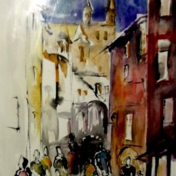 Painting titled "La rue" by Bernard Courtalon (courtaloni), Original Artwork, Oil