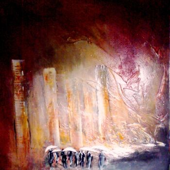 Painting titled "promenade-nocturne-…" by Bernard Courtalon (courtaloni), Original Artwork, Oil