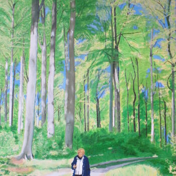 Peinture intitulée "Promenade en forêt…" par Bernard Danel, Œuvre d'art originale, Autre