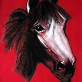 Peinture intitulée "Tête de cheval N° 25" par Bernard Danel, Œuvre d'art originale, Autre