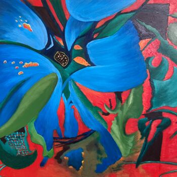 제목이 "Fleur bleue"인 미술작품 Bernard Daviaud로, 원작, 기름