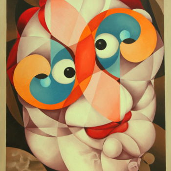 Peinture intitulée "Fig.geometrique 13:…" par Bernard Domange, Œuvre d'art originale, Huile