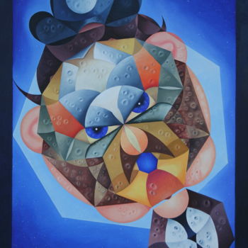 Pintura intitulada "Fig. géométrique 14…" por Bernard Domange, Obras de arte originais, Óleo