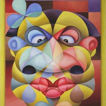 Картина под названием "Figure géométrique…" - Bernard Domange, Подлинное произведение искусства, Масло