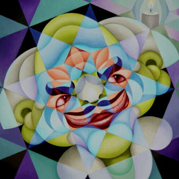 Peinture intitulée "Figure géométrique…" par Bernard Domange, Œuvre d'art originale, Huile