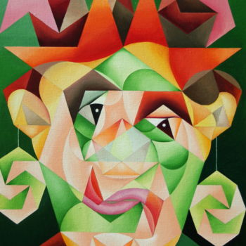 Pintura intitulada "Figure géométrique…" por Bernard Domange, Obras de arte originais, Óleo