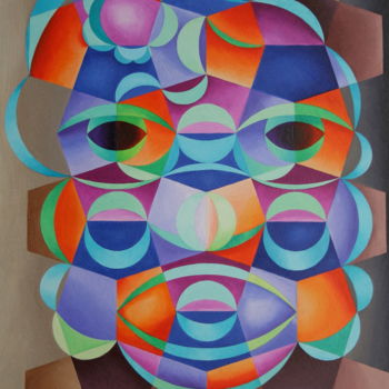 Peinture intitulée "Figure géométrique…" par Bernard Domange, Œuvre d'art originale, Huile