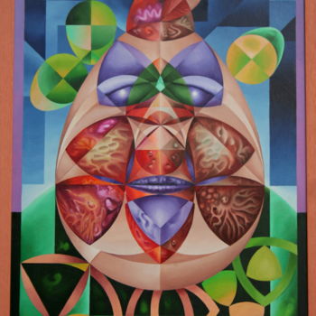 Pintura intitulada "Fig. géométrique 1:…" por Bernard Domange, Obras de arte originais, Óleo