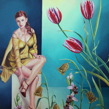 Malerei mit dem Titel "Flora" von Bernard Domange, Original-Kunstwerk, Öl