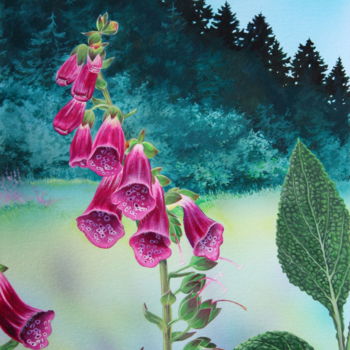 Pintura intitulada "Flore des Pyrénées…" por Bernard Domange, Obras de arte originais, Acrílico
