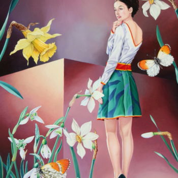 Schilderij getiteld "Flora 3" door Bernard Domange, Origineel Kunstwerk, Olie