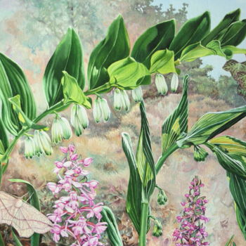 Peinture intitulée "Orchis bien entouré…" par Bernard Domange, Œuvre d'art originale, Huile