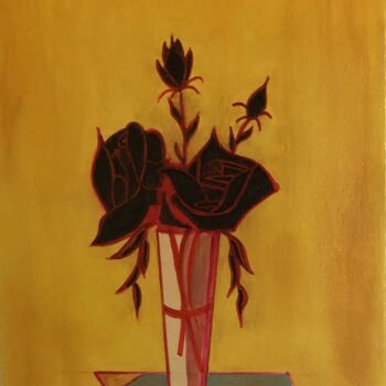 Peinture intitulée "Les Roses Rouges" par Bernard Donnat, Œuvre d'art originale, Huile Monté sur Châssis en bois