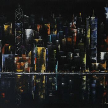 Malerei mit dem Titel "Reflets contrastes" von Bernard Douay, Original-Kunstwerk, Öl