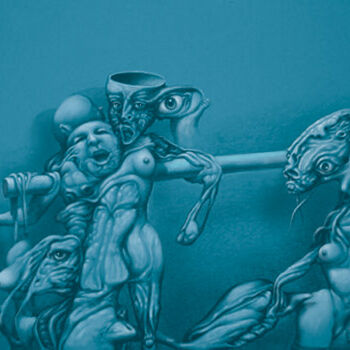 Digitale Kunst mit dem Titel "Délire bleu" von Bernard Dumaine, Original-Kunstwerk