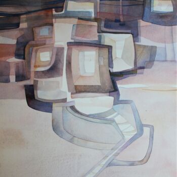 Malerei mit dem Titel "A21 - Habitacle" von Bernard Foucher, Original-Kunstwerk, Aquarell