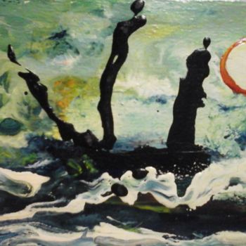 Painting titled "LE BATEAU DES OMBRES" by Sam De Beauregard, Original Artwork, Acrylic