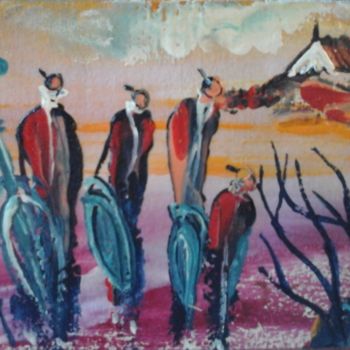 Schilderij getiteld "LES MUSICIENS" door Sam De Beauregard, Origineel Kunstwerk, Gouache