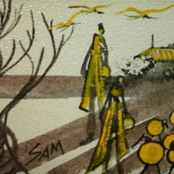 "QUAND PASSE LES CIG…" başlıklı Tablo Sam De Beauregard tarafından, Orijinal sanat, Guaş boya