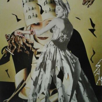 Collages intitulée "LA MUSIQUE EST D' OR" par Sam De Beauregard, Œuvre d'art originale, Collages Monté sur Carton