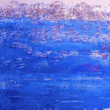 Ζωγραφική με τίτλο "Univers bleu" από Bernard Goeytes, Αυθεντικά έργα τέχνης, Ακρυλικό Τοποθετήθηκε στο Ξύλινο φορείο σκελετό