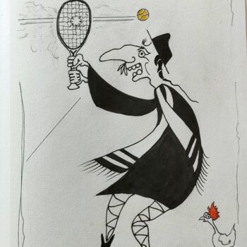 Drawing titled "Roland Garros" by Bernard Houssin Brillas, Original Artwork, Ink