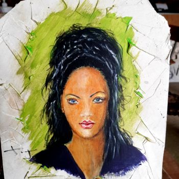 Painting titled "Rihanna" by Bernard Jolly, Original Artwork, Acrylic