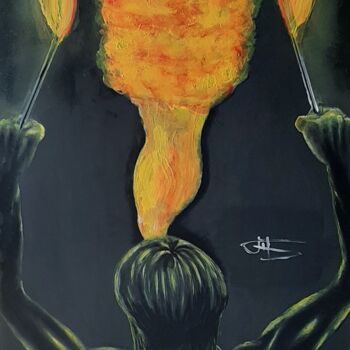 Peinture intitulée "Cracheur de feu" par Bernard Jolly, Œuvre d'art originale, Acrylique