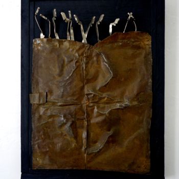 Rzeźba zatytułowany „Série: Le petit thé…” autorstwa Bernard Lapeña, Oryginalna praca, Metale Zamontowany na Drewniana rama…