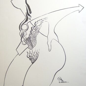 Dibujo titulada "Féminite" por Bernard Maricau, Obra de arte original