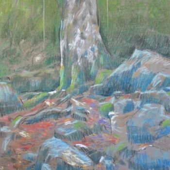 Картина под названием "Lonesome tree - arb…" - Bernard Marie Collet, Подлинное произведение искусства, Пастель