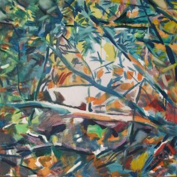 Painting titled "Through boughs - À…" by Bernard Marie Collet, Original Artwork, Oil