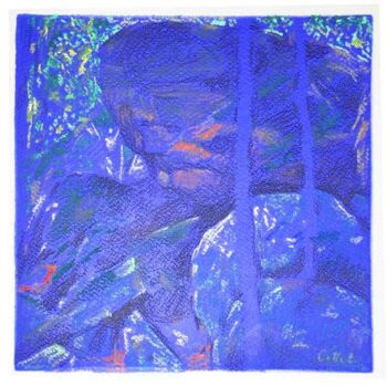 Pittura intitolato "The blue rocks - Le…" da Bernard Marie Collet, Opera d'arte originale, Pastello