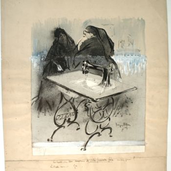Drawing titled "Veuve à la machine…" by Bernard Lalandre, Original Artwork, Other