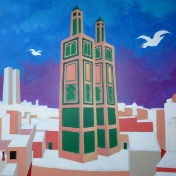 Peinture intitulée "twin towers" par Bernard Moutin, Œuvre d'art originale
