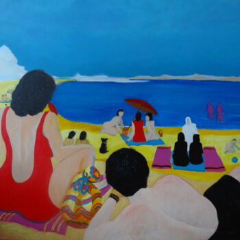 Pintura titulada "plage marocaine" por Bernard Moutin, Obra de arte original, Oleo