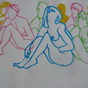 Disegno intitolato "Nus assis" da Bernard Moutin, Opera d'arte originale